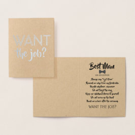 Lustigt Groomsman Frieri - Vill du ha jobbet? Folierat Kort