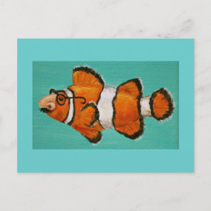 Lustigt grouko-maskerat vykort för clown fish