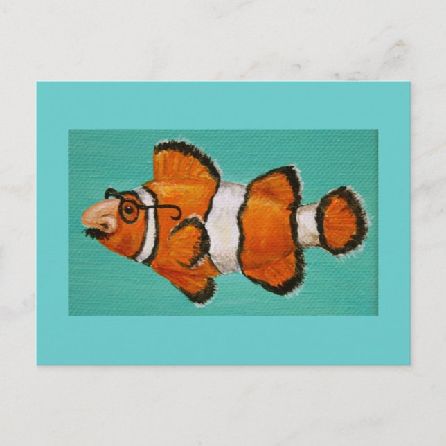 Lustigt grouko-maskerat vykort för clown fish (Framsida)