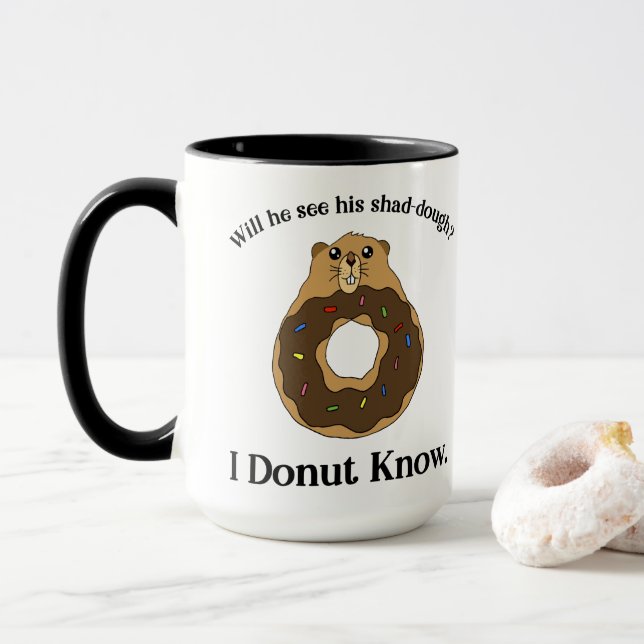 Lustigt Groundhog Dag Donut Joke Say Mugg (Med munk)