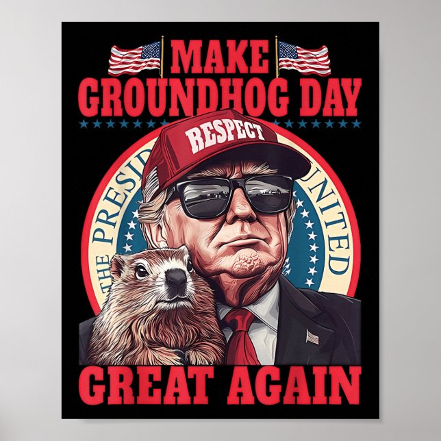 Lustigt Groundhog gör Groundhog-dagen Underbar ige Poster (Framsidan)