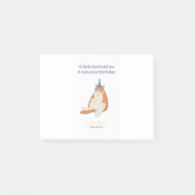 Lustigt grumpy Birthday Cat, Grattis på födelsedag Post-it Block (Framsida)