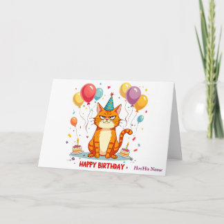 Lustigt Grumpy Cat Birthday Card - Ballonöverbelas Kort