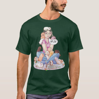 Lustigt guinea grisar leker med en flicka som kärl t shirt