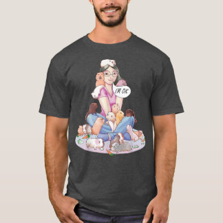 Lustigt guinea grisar leker med en flicka som kärl t shirt