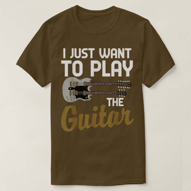 Lustigt Guitarist Musician, jag vill bara spela G T Shirt (Design framsida)