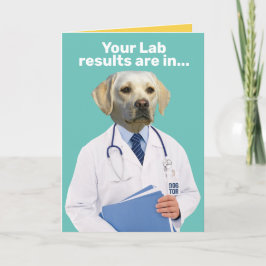 Lustigt Gul lab Doktor med LAB-resultat födelsedag Kort
