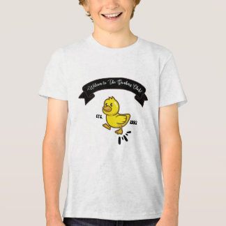 Lustigt gult anka går på ett lustigt sätt t shirt