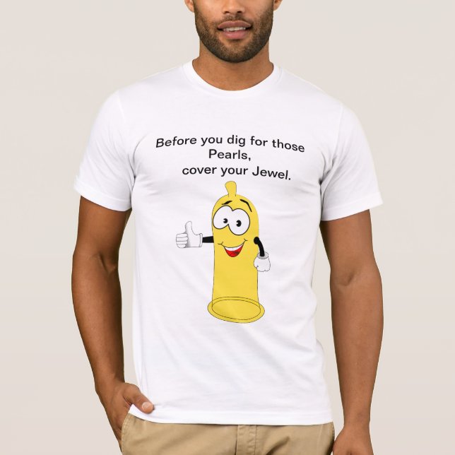 Lustigt gult kondomskämt t shirt (Framsida)