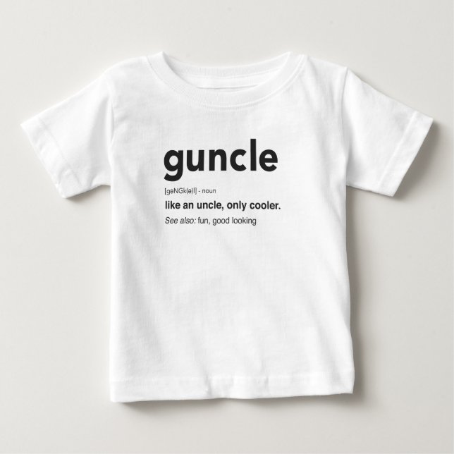 Lustigt Guncle Definition Skriv ut T Shirt (Framsida)