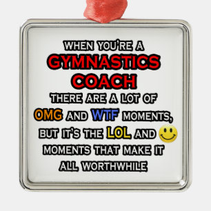 Lustigt Gymnastikcoach ... OMG WTF LOL Julgransprydnad Metall