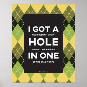 Lustigt Hål i ett golf Poster