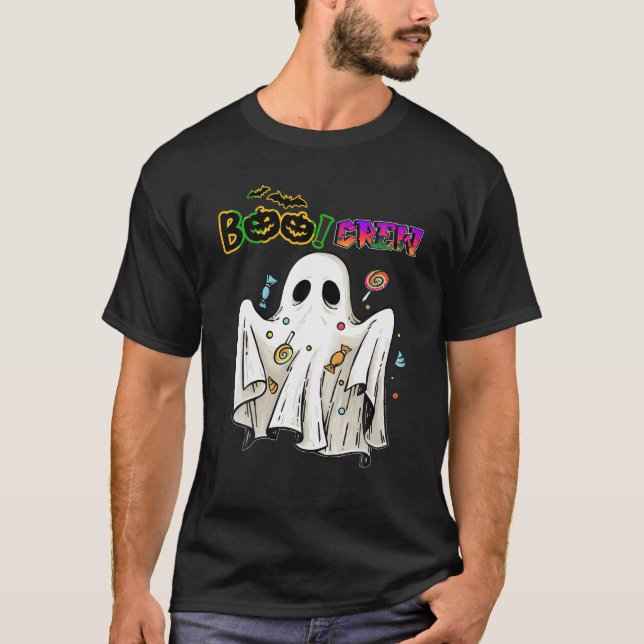 Lustigt halloween boo-besättningens groovy spökpum t shirt (Framsida)