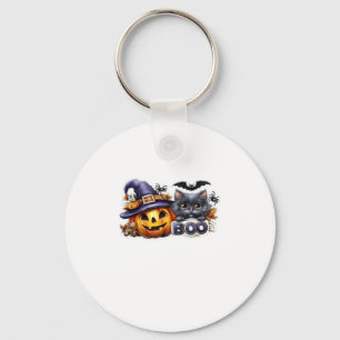 Lustigt Halloween Cat Sticker � Witch Hat, Pumpkin Nyckelring