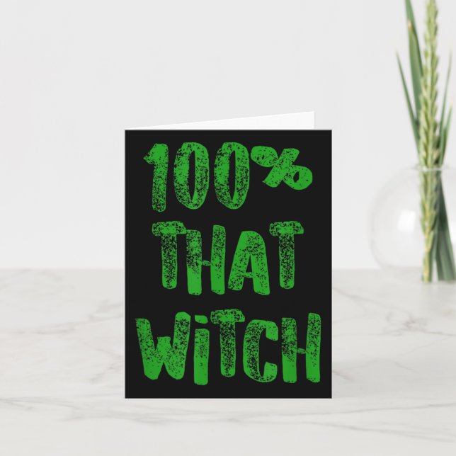 Lustigt Halloween-citat 100 som lyser Grönt text d Kort (Framsida)