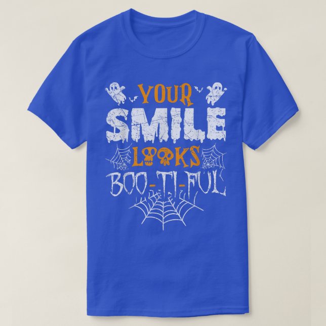Lustigt Halloween din Smile Ser BooTiFul Ghost T Shirt (Design framsida)
