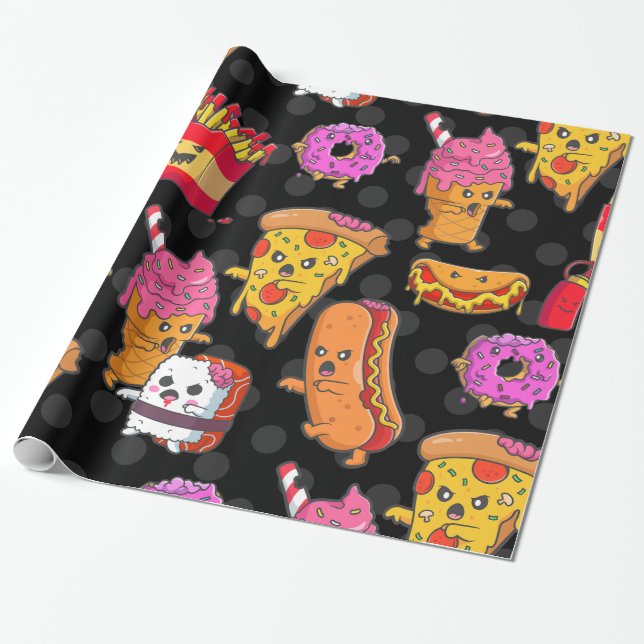 lustigt halloween fast food-monster presentpapper (Utrullad)