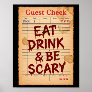 Lustigt Halloween-gäst kontrollerar att det dricke Poster