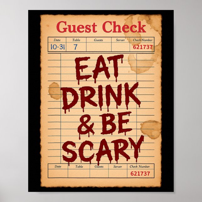 Lustigt Halloween-gäst kontrollerar att det dricke Poster (Framsidan)