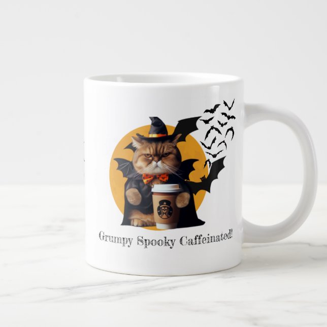 Lustigt Halloween "Gumpy, Spooky, koffeinfritt!" Jumbo Mugg (Höger)