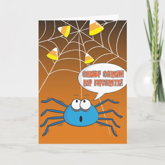 Lustigt Halloween-hälsningskort med Spider Kort (Framsida)