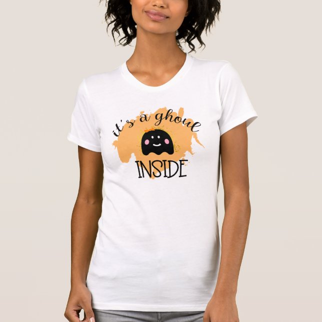 Lustigt Halloween-meddelande om Gravid för flicka T Shirt (Framsida)