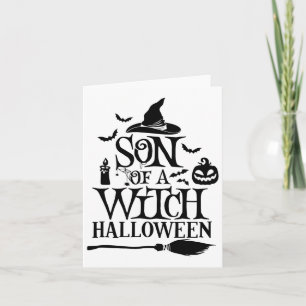 Lustigt Halloween-son med Witch Baby Kort
