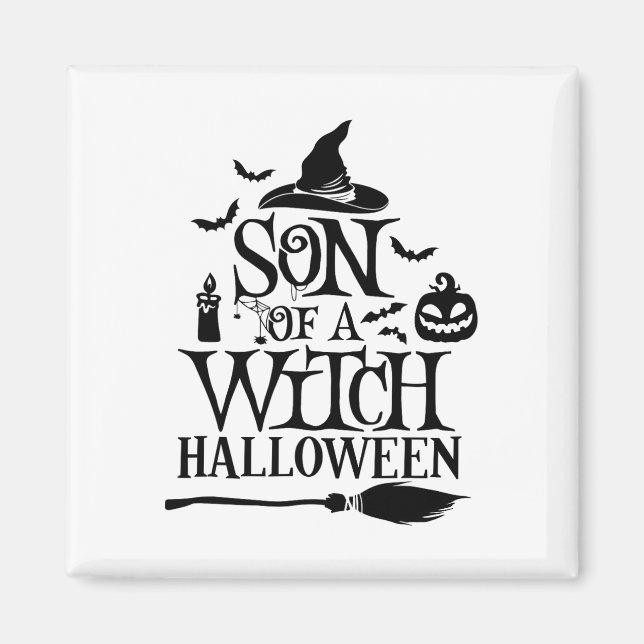 Lustigt Halloween-son med Witch Baby Magnet (Framsidan)