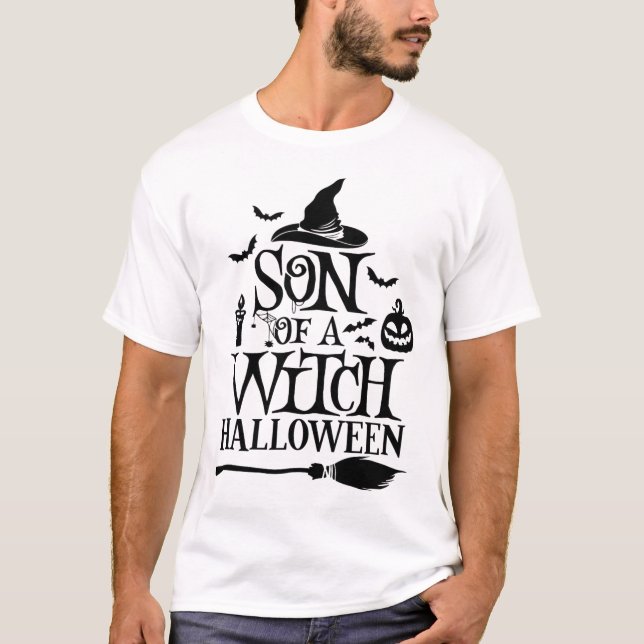 Lustigt Halloween-son med Witch Baby T Shirt (Framsida)