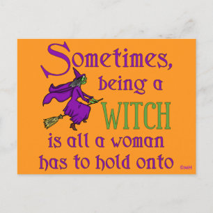 Lustigt Halloween Witch Helg Vykort