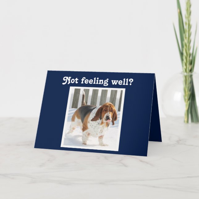 Lustigt Hämta källkort med Cute Basset Hound Kort (Framsida)