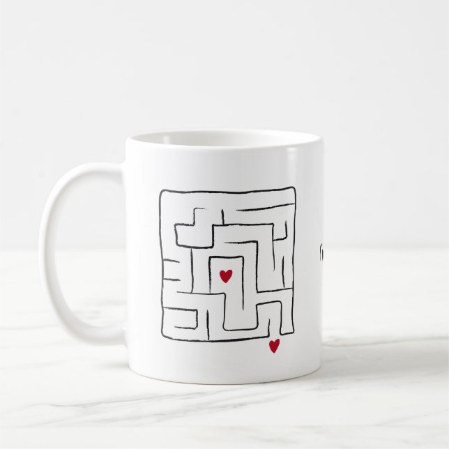 Lustigt hand plockade Maze-gåvor för alla hjärtans Kaffemugg (Vänster)