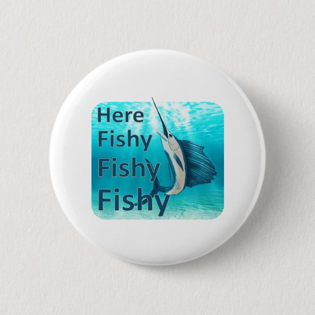Lustigt här Fiskefartyg Knapp (Framsida)