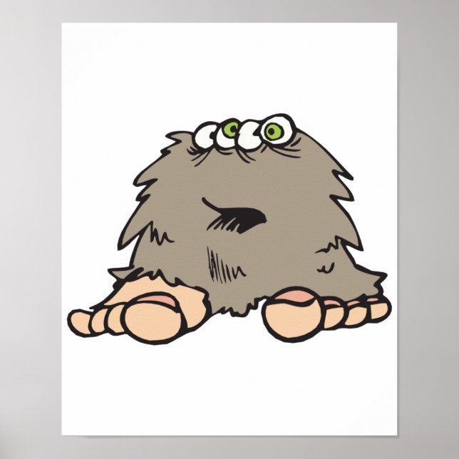 lustigt hårig bigfoot-monster poster (Framsidan)
