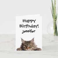 Lustigt Hårig Kat Birthday Foleting Card