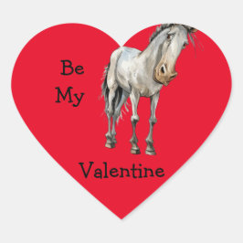 Lustigt häst är min Valentine-dekal. Hjärtformat Klistermärke