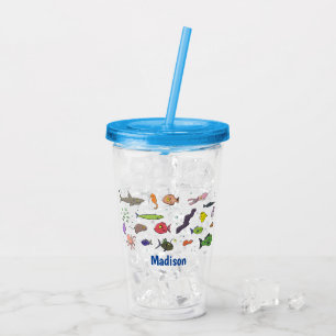 Lustigt havets varelser tecknad illustration take away mugg