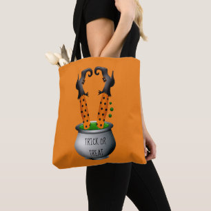 Lustigt häxtema orange Halloween Tygkasse