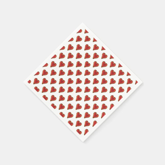 Lustigt Heart Mönster guld röda + ryggen. & text Pappersservett (Hörn)