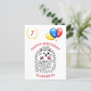 Lustigt Hedgehog. Grattis på födelsedagen Anpassad Vykort