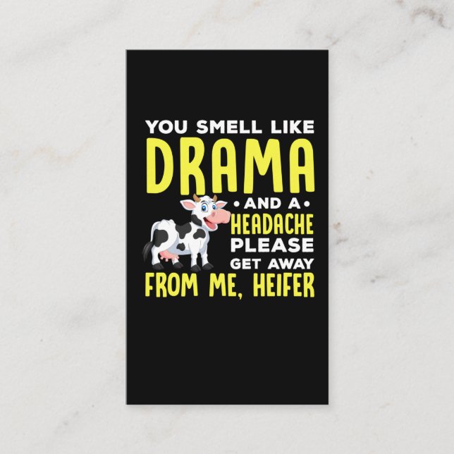 Lustigt Heifer Humor Sarkastic People Drama Visitkort (Framsida)