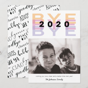 Lustigt "Hej då 2020" - färgstarkt enkelfoto Julkort