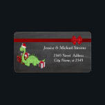 Lustigt helgdag chalkboard söt Santa dinosaur Adressetikett<br><div class="desc">Den roliga tecknaden Santa dinosauer-design.Modern attraktiv professionell med contemporaryns beröring. En liten elegans och stil.Anpassa med din monograminformation till att börja med,  namn och adress.</div>