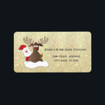 Lustigt helgdag tecknad renar Santa Adressetikett<br><div class="desc">Den fina tecknaden av renar i tomten.Modern,  attraktiv professionell med contemporaryns beröring. En liten elegans och stil.Anpassa med din monograminformation till att börja med,  namn och adress.</div>