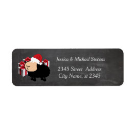 Lustigt helgdag tecknad Santa fårchalkboard Returadress Etikett