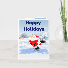 Lustigt Helgdagar Card, Santa Skating, Humor Hälsn Helgkort
