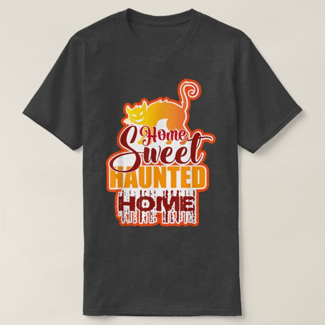 Lustigt hemsött hemstad Halloween T Shirt (Design framsida)