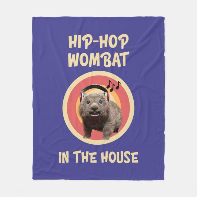 Lustigt Hip-skutt Wombat i kammaren Fleecefilt (Framsidan)