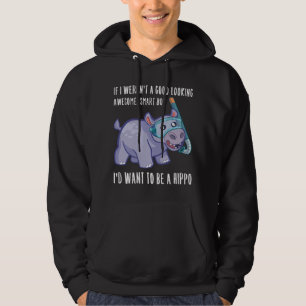 Lustigt Hippo Boy Älskare Hippopotamus-citat Hoodie
