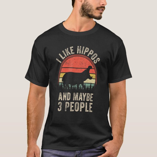 Lustigt Hippo Design Art Graphic Hippos Zoo Animal T Shirt (Framsida)